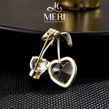  Cài áo Cherry Crystal Heart 