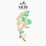  Cài áo nhành trúc và ngọc trai 