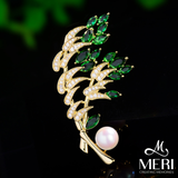  Cài áo nhành trúc và ngọc trai 