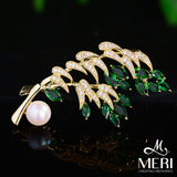  Cài áo nhành trúc và ngọc trai 