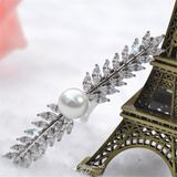  Cài tóc hai nhánh lá đính ngọc trai 