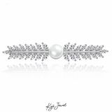  Cài tóc hai nhánh lá đính ngọc trai 