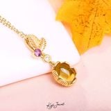  Dây chuyền nữ đẹp đá Citrine vàng lá hoa mềm mại 