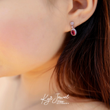  Khuyên tai nữ bạc Ý Crimson Flame 