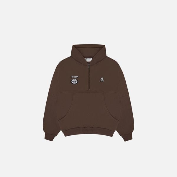 BOXY HALFZIP HOODIE - MOCA