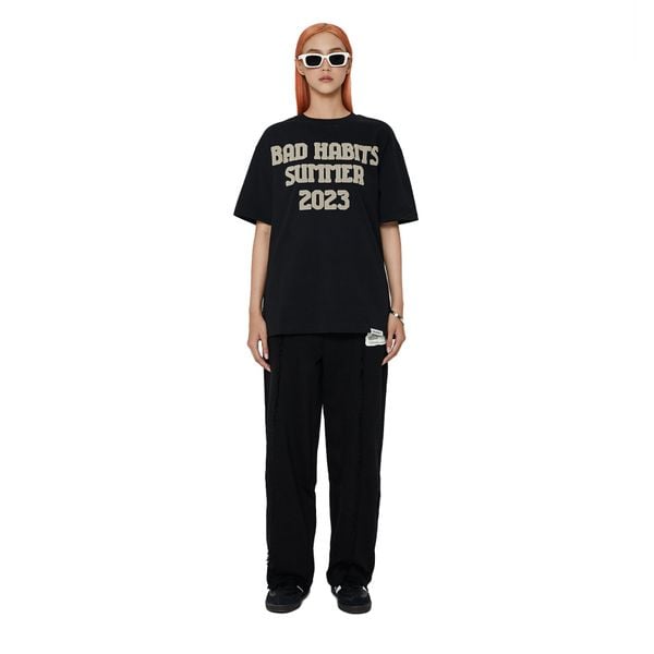 BAD DESTROYED SWEATPANTS - BLACK