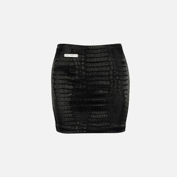FAUX LEATHER MINI SKIRT - BLACK