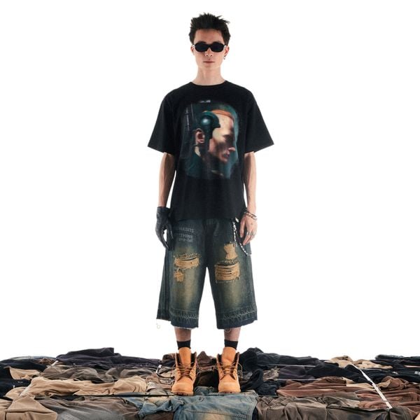 DOUBLE DESTROYED BAGGY SHORT