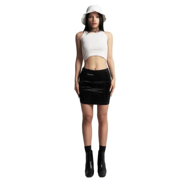 FAUX LEATHER MINI SKIRT - BLACK