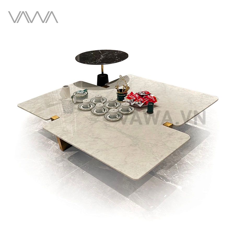  1Bàn trà sofa mặt đá tự nhiên Ý, chân inox mạ vàng PVD Jacob - Minotti Jacob coffee table 