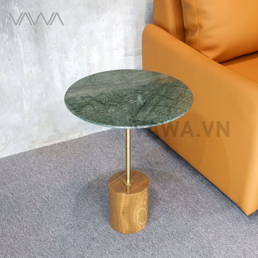  Bàn Tab sofa mặt đá tự nhiên nhập Ý - Trụ inox mạ vàng - Desk Tab 