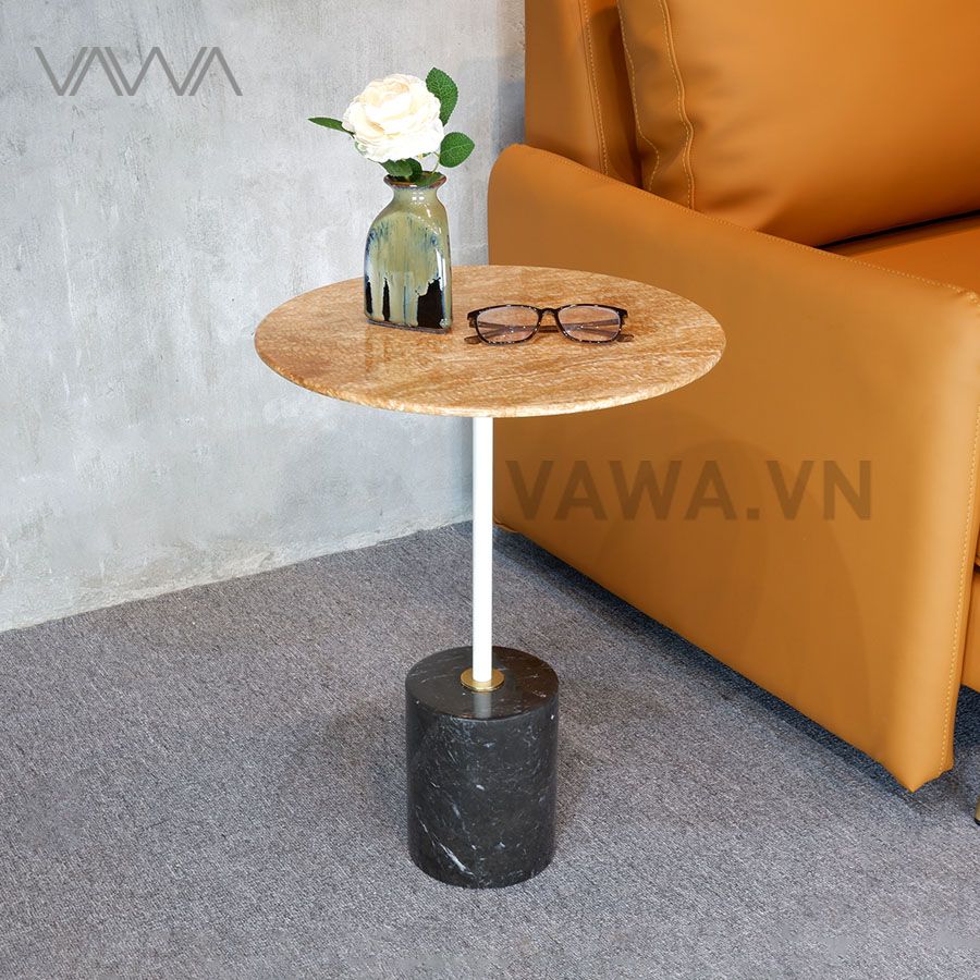  Bàn Tab sofa đẹp đá tự nhiên - Trụ thép sơn tĩnh điện - Desk Tab 