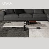  1Bàn trà sofa mặt đá tự nhiên Ý, chân thép tĩnh điện Jacob  - Minotti Jacob coffee table 