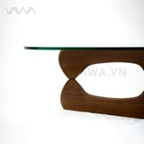  Bàn trà sofa đẹp mặt kính méo chân gỗ Noguchi - Noguchi tea table 