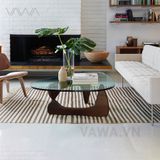  Bàn trà sofa đẹp mặt kính méo chân gỗ Noguchi - Noguchi tea table 