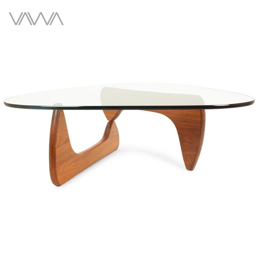  Bàn trà sofa đẹp mặt kính méo chân gỗ Noguchi - Noguchi tea table 