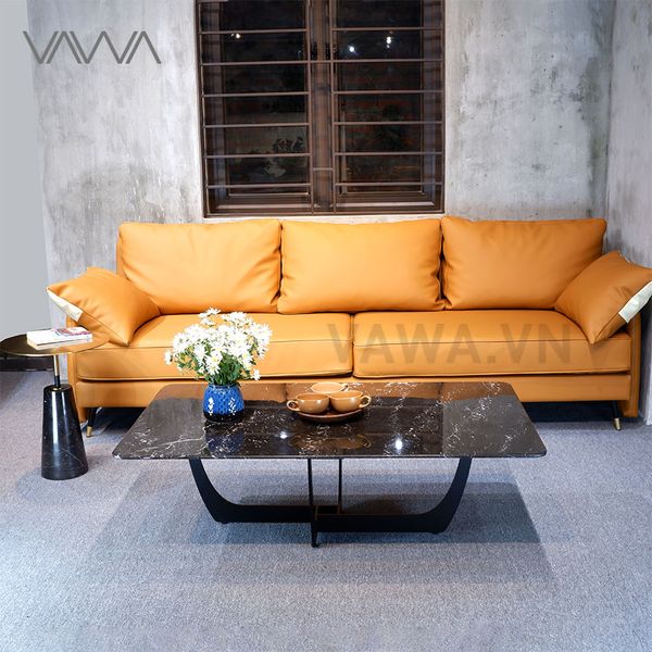 Bàn trà sofa đẹp chân thép mặt đá nhập Ý Hà Nội