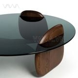  Bàn trà sofa tối giản chân gỗ mặt kính Rove 