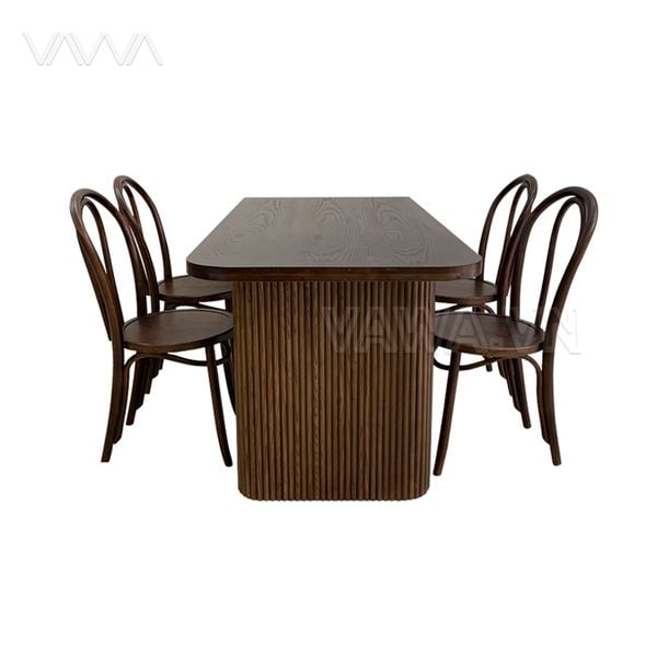 Bộ bàn ăn rustic ripple nan dẹt ghế thonet