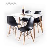  1Bộ bàn ghế ăn 4 chỗ - Bàn chữ nhật EAMES Ghế nhựa màu sắc DSW 