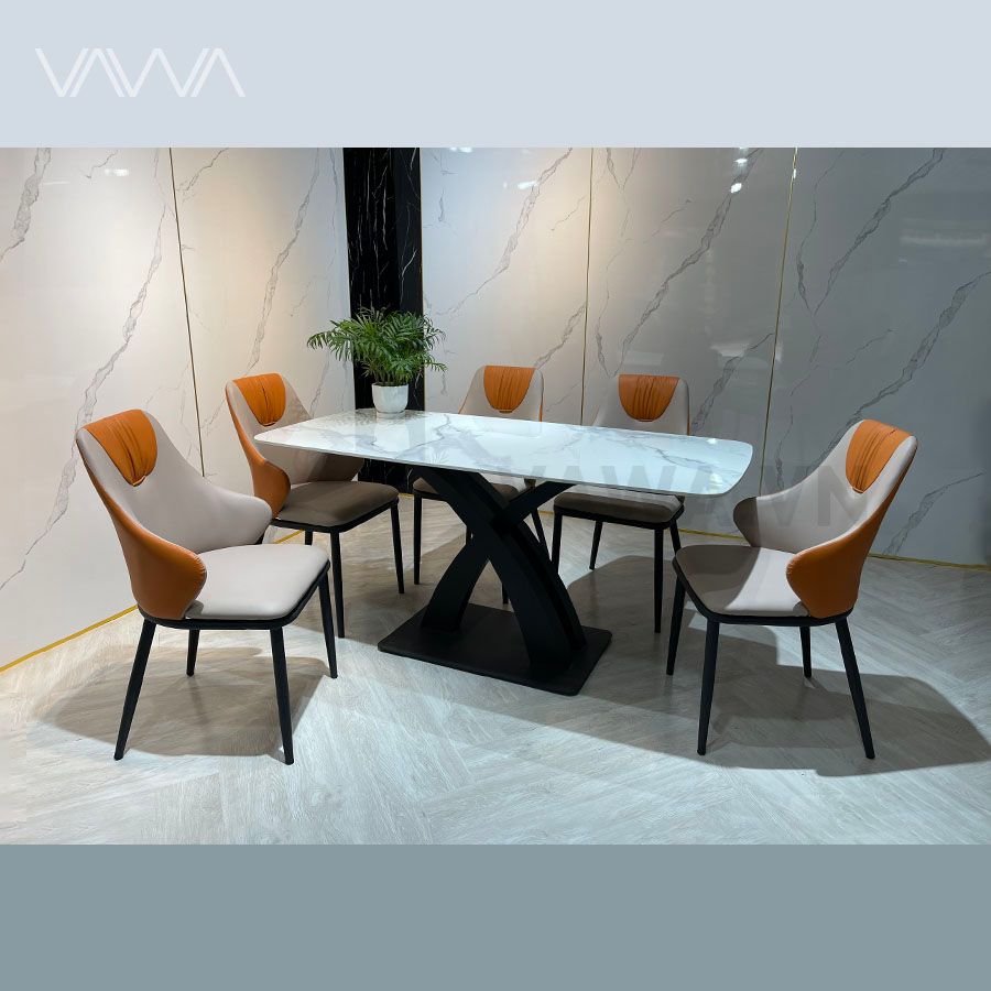 Bộ bàn ghế ăn mặt đá chân sắt, đẹp hiện đại – VAWA.VN