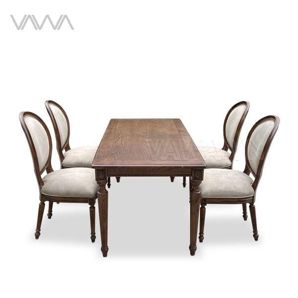 Bộ bàn ghế ăn tân cổ điển Louis Pháp đẹp cao cấp Hà Nội