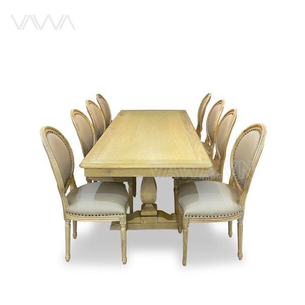 Bộ bàn ghế ăn Tân Cổ Điển Louis kiểu Pháp - Sơn cổ châu Âu