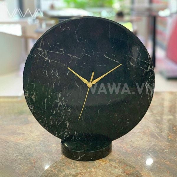 Đồng hồ để bàn mặt tròn decor đá cẩm thạch 