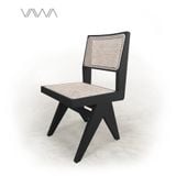  Ghế ăn ghế cafe Chandigarh chair ( Office Cane Chair ) gỗ mây không tay 