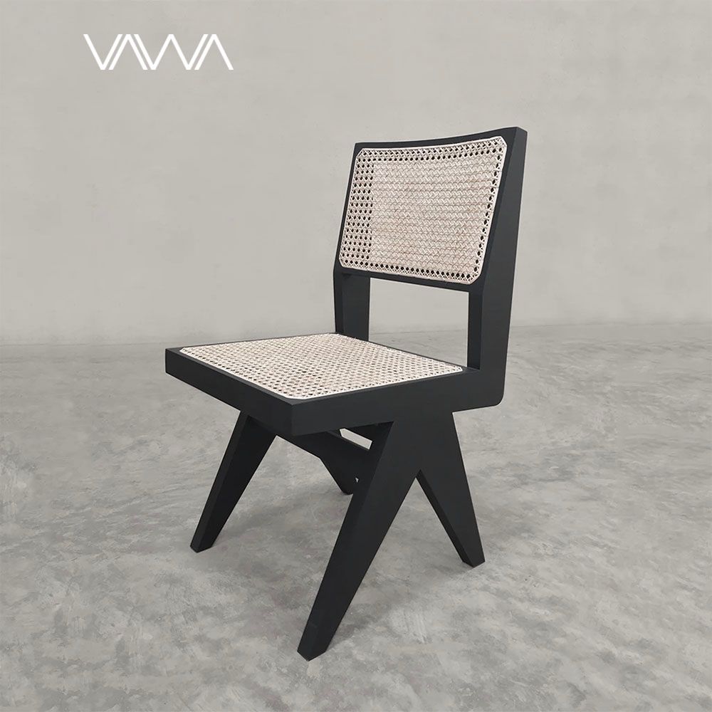  Ghế ăn ghế cafe Chandigarh chair ( Office Cane Chair ) gỗ mây không tay 