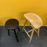  Ghế quầy bar gỗ đẹp mặt tròn OPA 3 chân - Ghế đẩu bar gỗ 