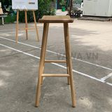  Ghế quầy bar gỗ ART - Ghế đẩu gỗ mặt cong chân tròn 