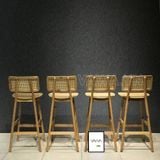  Ghế quầy bar gỗ Rustic tựa lưng mây - Ghế bar mộc mạc 