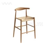  Ghế quầy bar gỗ Bull mặt đan dây 