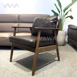  Ghế sofa đơn khung gỗ bọc da - Ghế thư giãn - Yoshino Armchair 