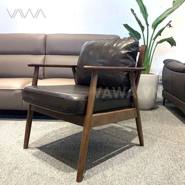 Ghế sofa đơn khung gỗ bọc da - Ghế thư giãn - Yoshino Armchair