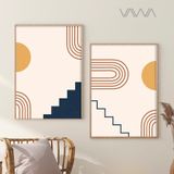  Tranh canvas tối giản Minimalist - Tranh hiện đại trừu tượng hình học, bộ 2 tranh 
