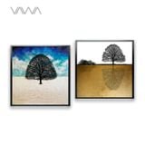  Tranh Canvas trừu tượng hiện đại - Tranh tối giản cây sắp đặt 