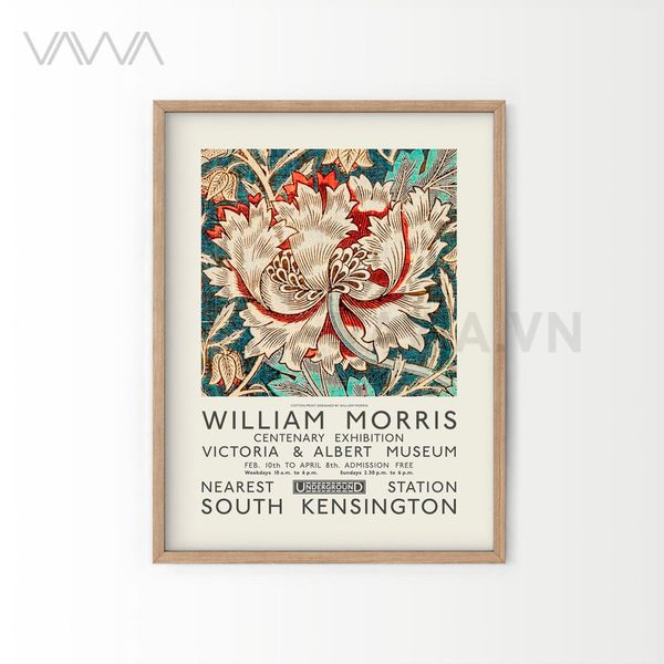 Tranh hoạ tiết cổ điển in hoa William Morris