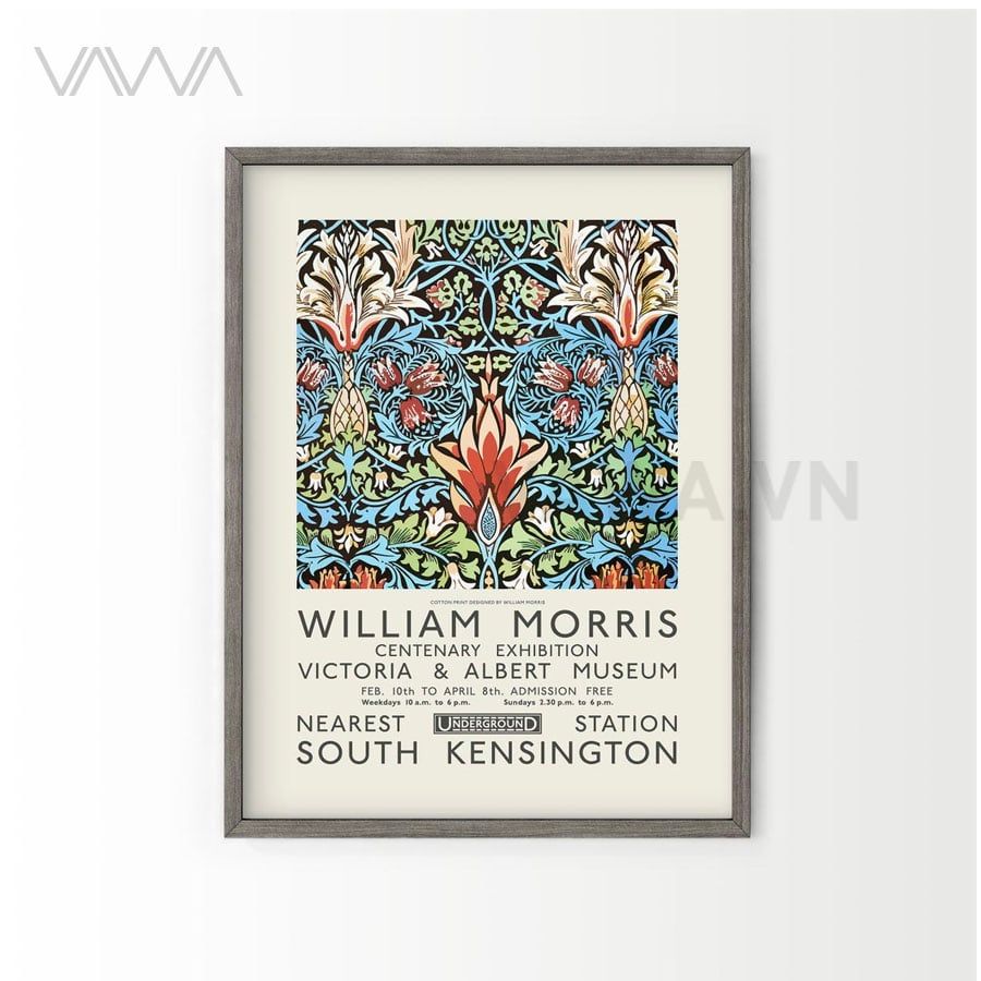  Tranh hoạ tiết cổ điển in hoa William Morris 