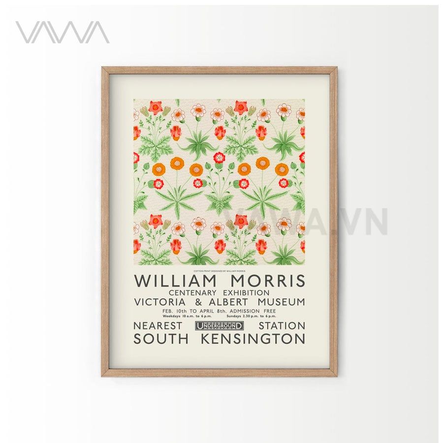  Tranh hoạ tiết cổ điển in hoa William Morris 