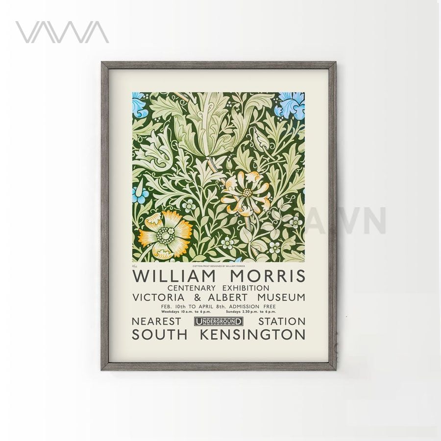  Tranh hoạ tiết cổ điển in hoa William Morris 