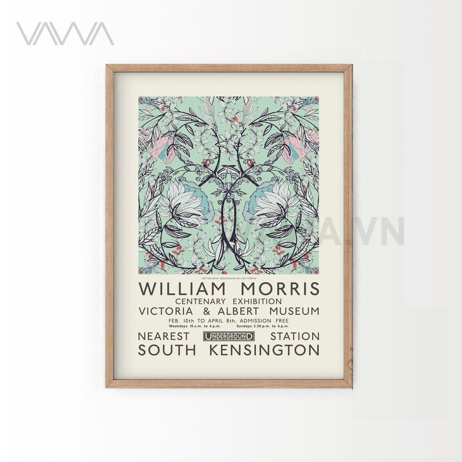  Tranh hoạ tiết cổ điển in hoa William Morris 