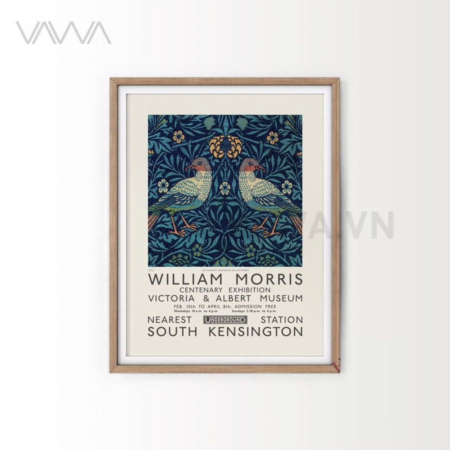  Tranh hoạ tiết cổ điển in hoa William Morris 