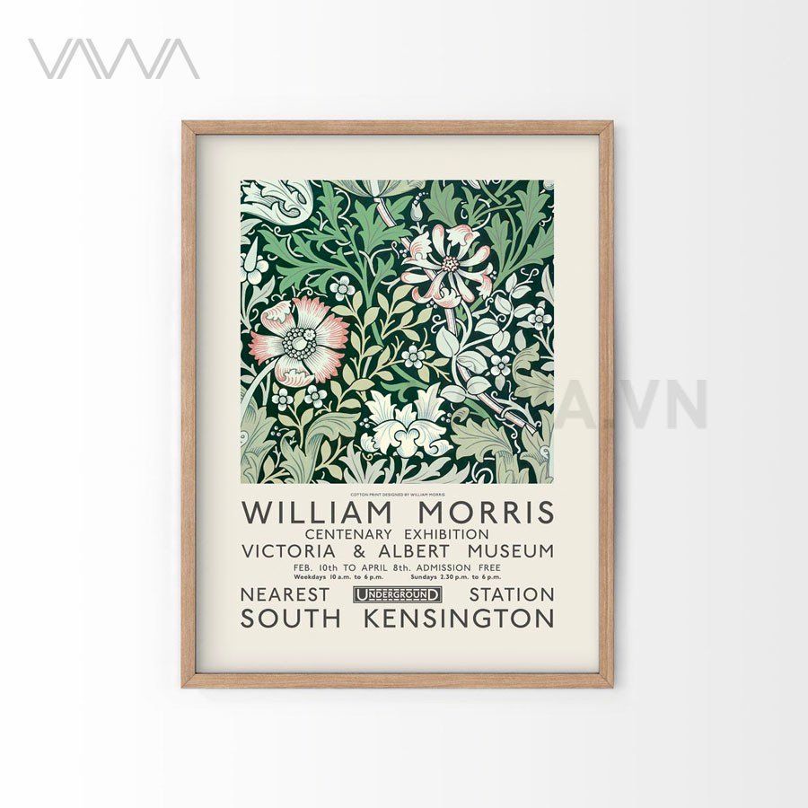  Tranh hoạ tiết cổ điển in hoa William Morris 