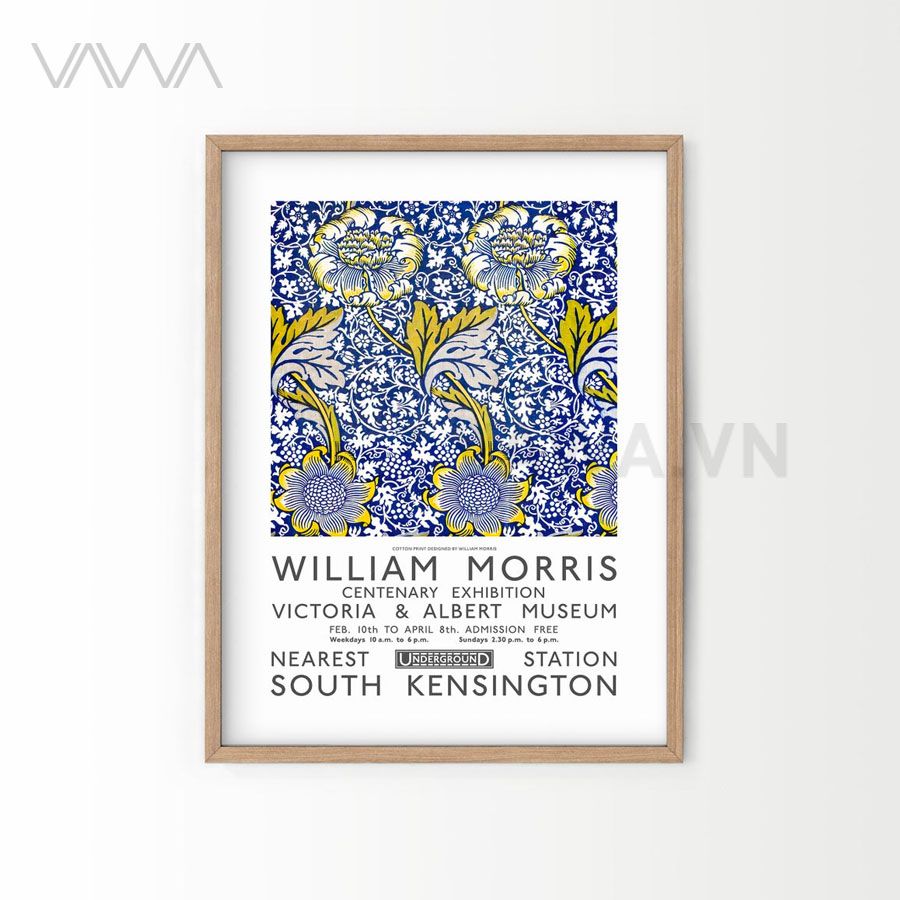  Tranh hoạ tiết cổ điển in hoa William Morris 