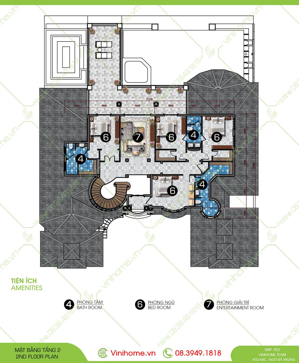  Biệt Thự Vườn Phong Cách Tây Ban Nha 26x29.7m 