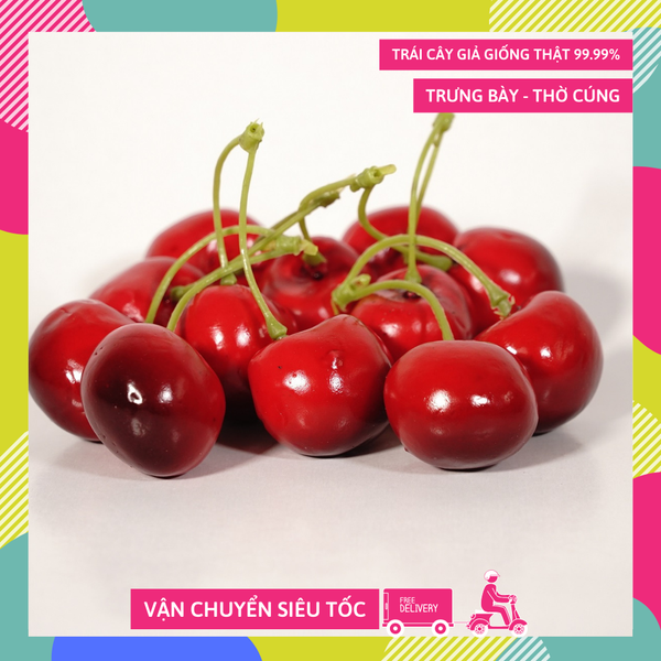 Chùm Cherry giả trang trí, trái cây giả chùm Cherry - Hoa quả giả cao cấp