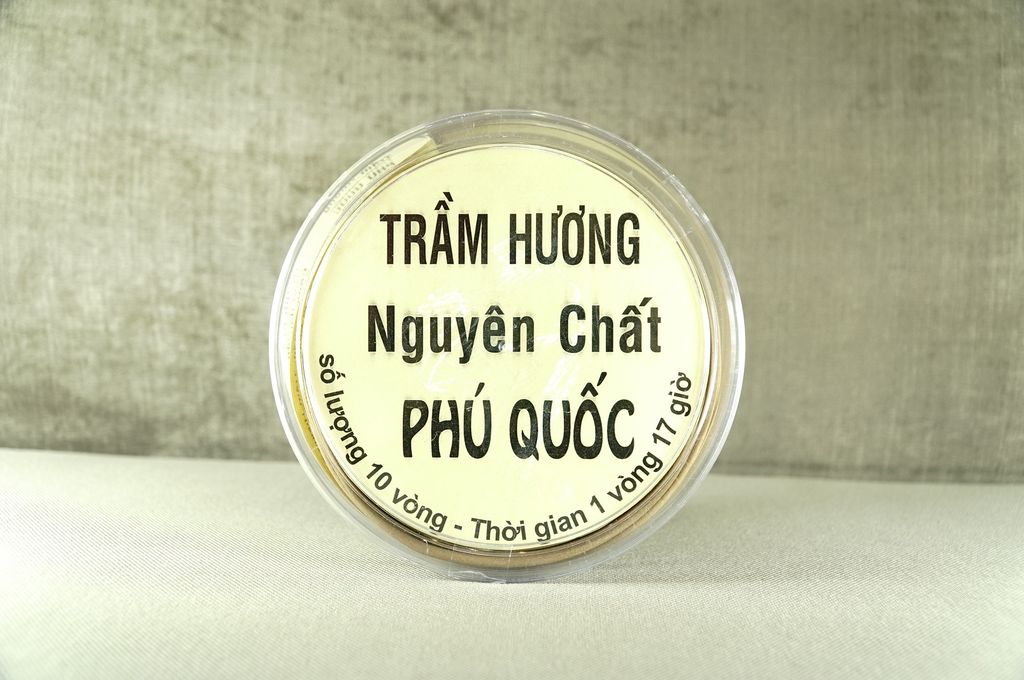 Hương vòng trầm hương rừng Phú Quốc nguyên chất 10 vòng/Hộp - Nhang trầm cháy 17h/Vòng