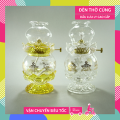 Đèn dầu thờ cúng pha lê vẽ biểu tượng may mắn, đèn đốt dầu lưu ly dầu hỏa - Nhiều cỡ